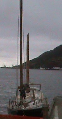 schooner junk rig broken main mast